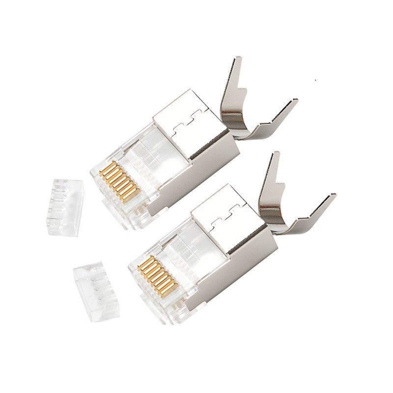 50PCS/lot CAT7 RJ45 Connector Shield FTP RJ45 Plug 8P8C Network CAT7 Modular Plug Connector for Ethernet Cable