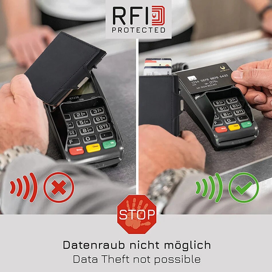Rfid Carbon Fiber Kartenhalter Männer Brieftaschen Schlanke Dünne Münzfach ID Bank Kreditkarteninhaber Fall Aluminium Minimalistische Smart Wallet