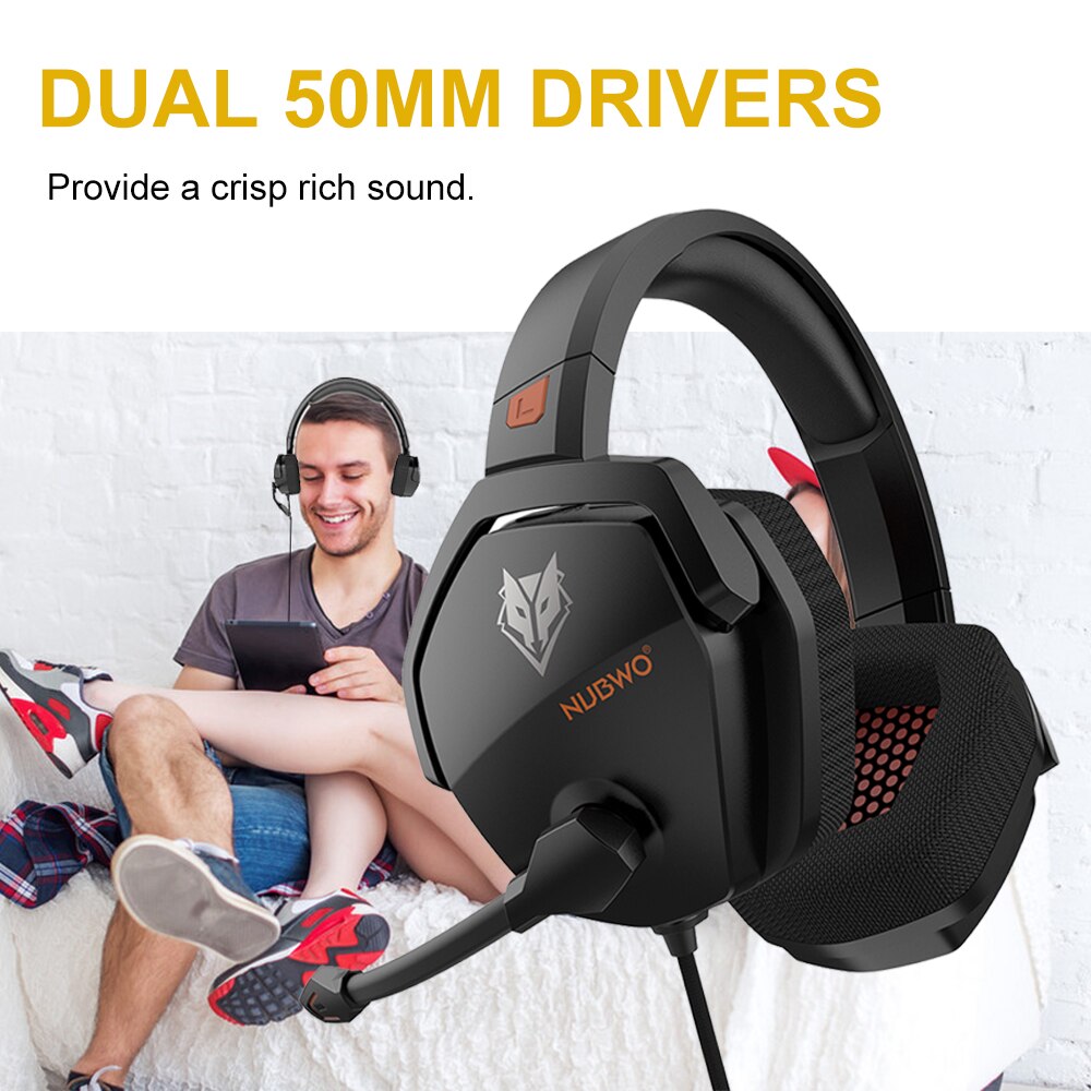 NUBWO N16 Over Ear gamingowy zestaw słuchawkowy z redukcją szumów słuchawki z mikrofonem 3.5mm przewodowa gra słuchawki na PS4 komputer Laptop
