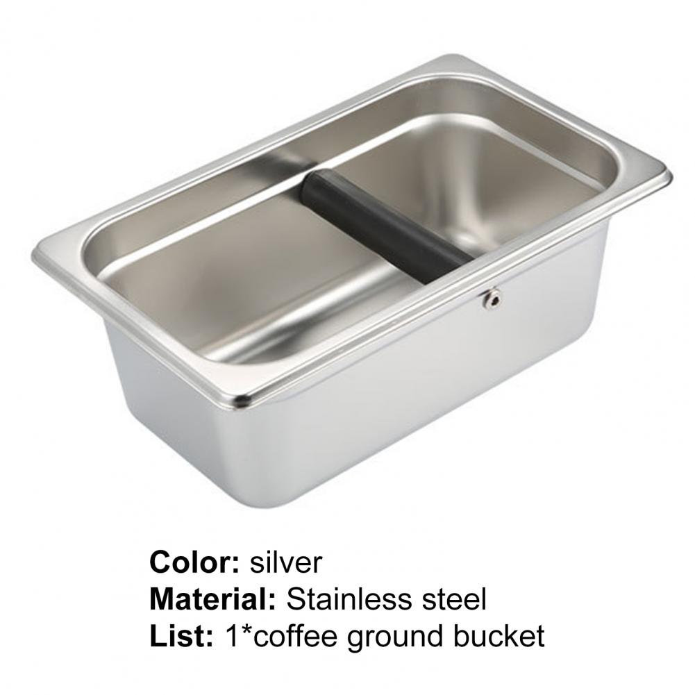 Coffee Grounds Container Eco-friendly Large Capacity Stainless Steel Coffee Grind Dump Bin Waste Bin with Rubber Bar for Househo