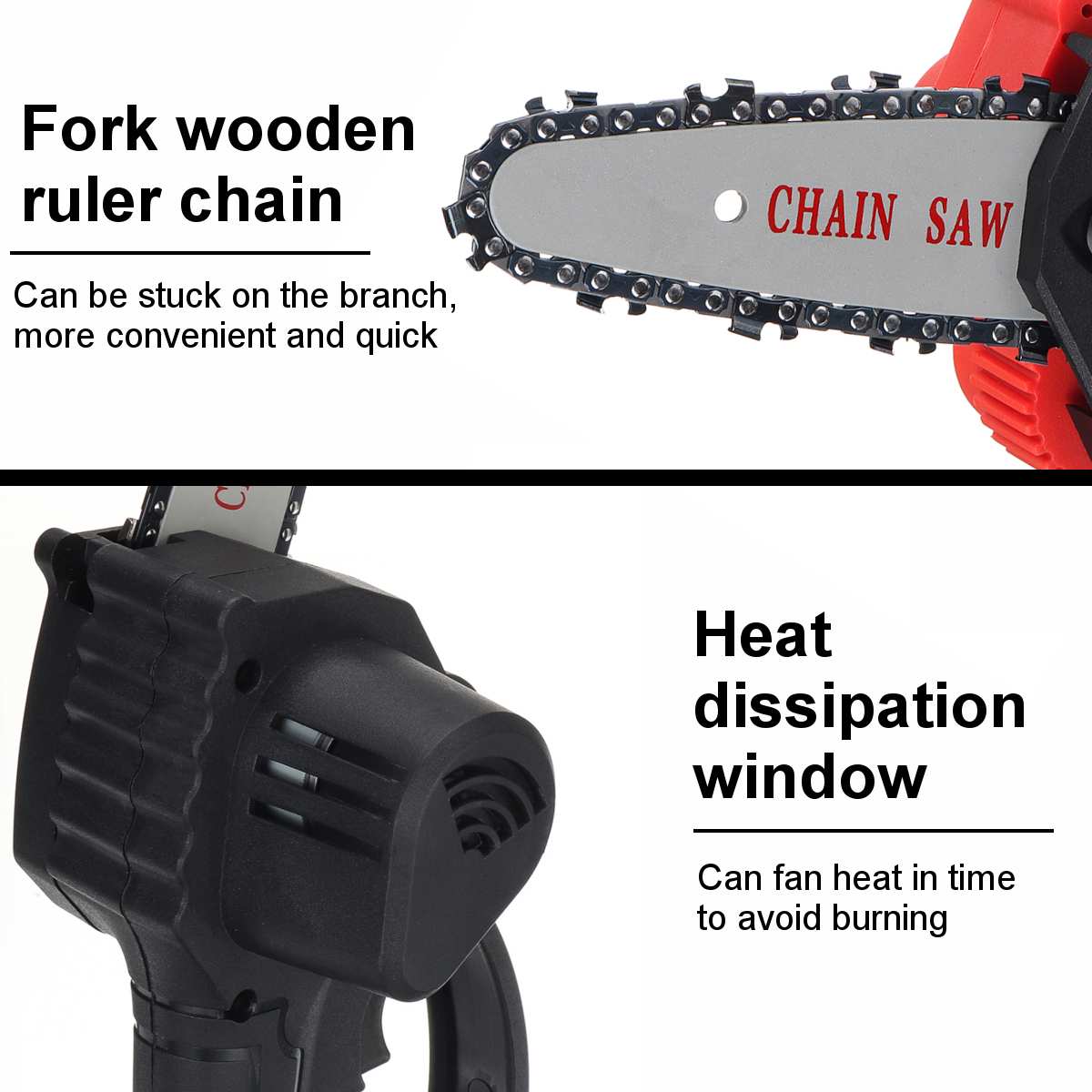 Mini Electric Chain Saw Wood Cutting Lithium Battery Pruning Chainsaw Garden Tool Rechargeable Woodworking Tool
