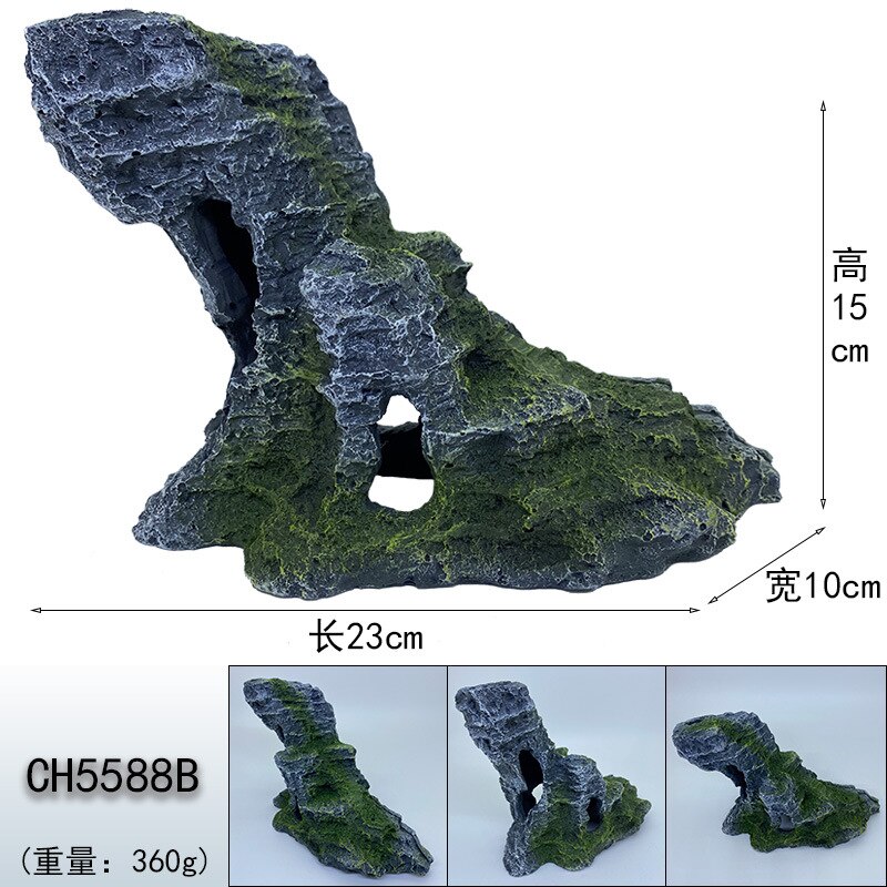 Rocas decorativas artificiales para acuario, paisajismo del tanque de peces, accesorios para acuascape, cueva de reptiles, camarones, ornamento de cueva escondite de piedra: 3