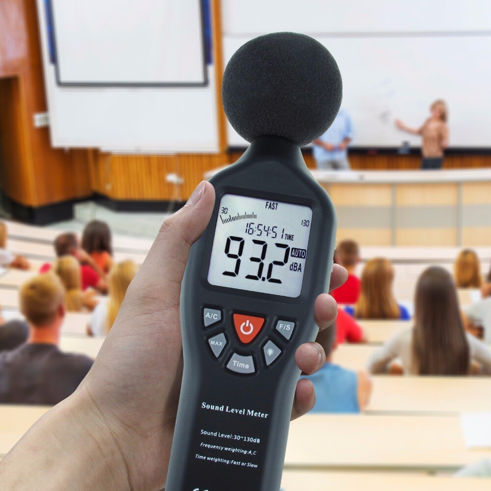 Äänitaso mittari korkean tarkkuuden mittaus 30db-130db kompakti äänitaso taustavalaistulla näytöllä