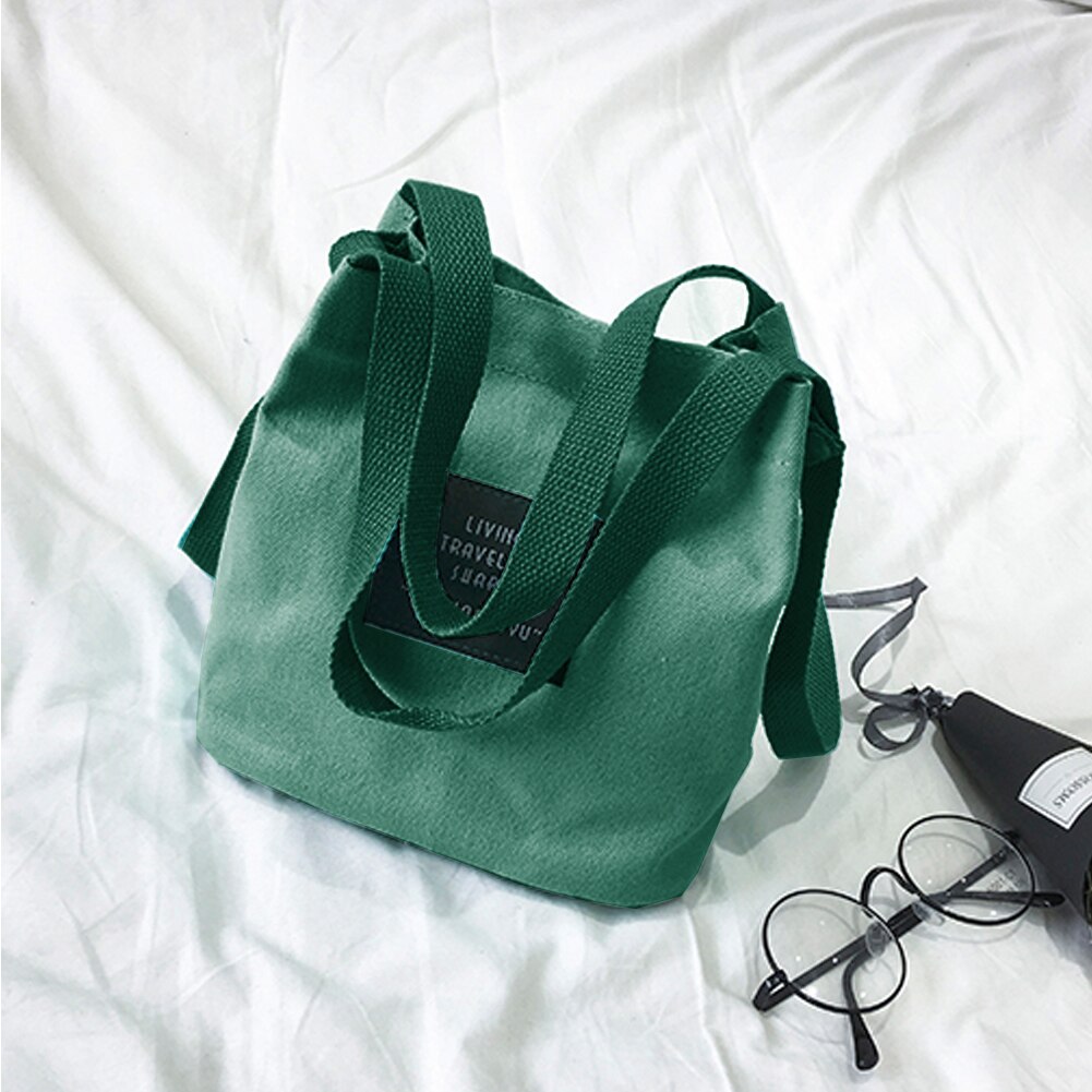 Messenger Slijtvaste Mode Student Vrouwen Handtas Houder Emmer Enkele Schouder Canvas Leuke Casual Grote Capaciteit Alle-Wedstrijd: Dark green