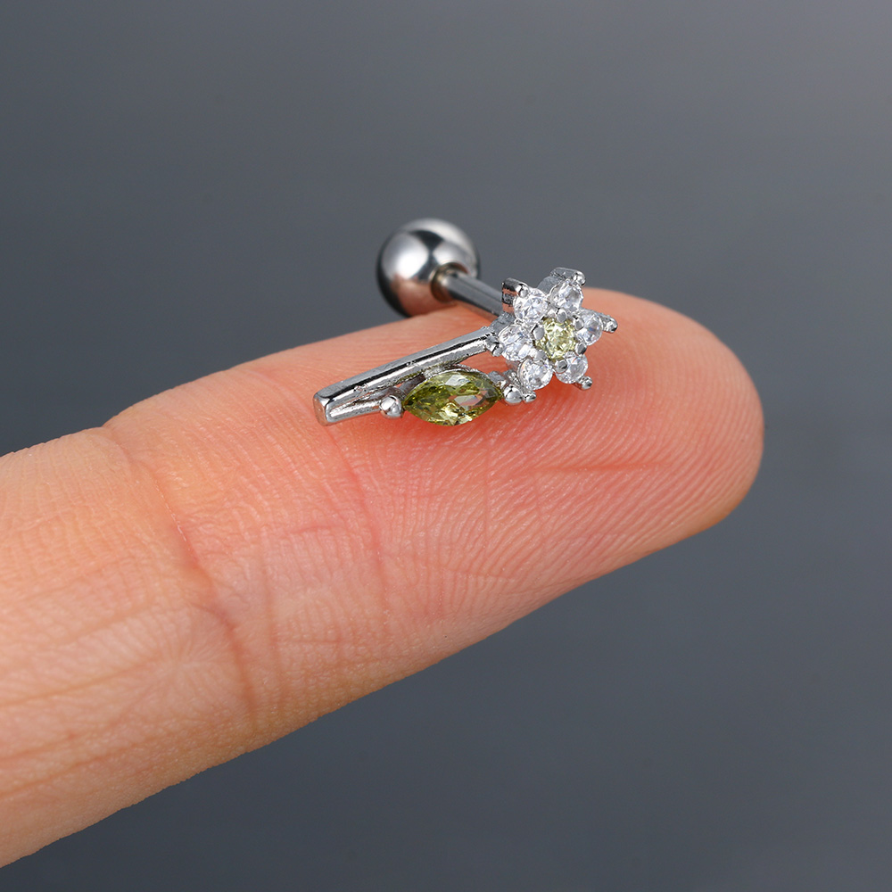 Sexy Flower Zircon Ear Piercing Stud Earring Helix Tragus Piercing for Girl Women Stainless Steel Snug Lobe Cartilage Jewelry: ROSE GOLD COLOR