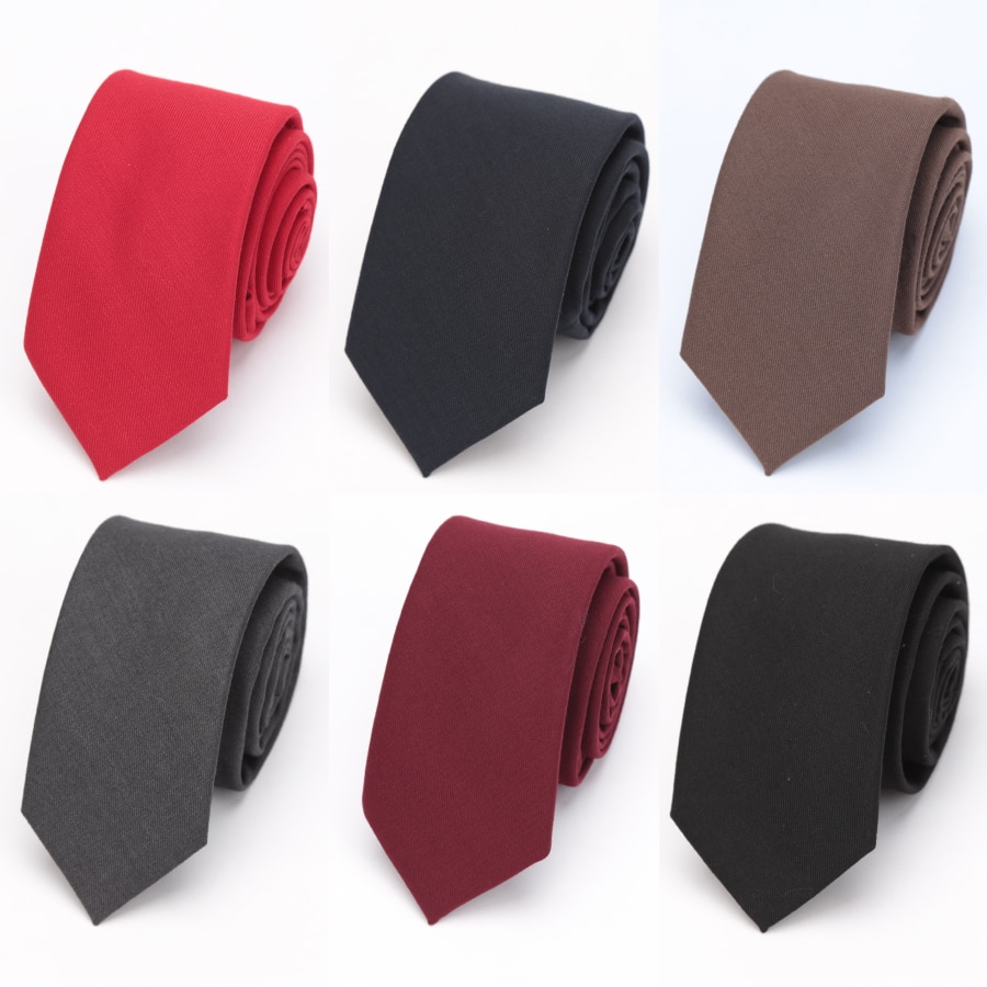 Men Skinny Tie Wool Ties for Mens Wedding Suit Business Party Slim Classic Solid Color Neck Tie Casual 6cm Red Necktie