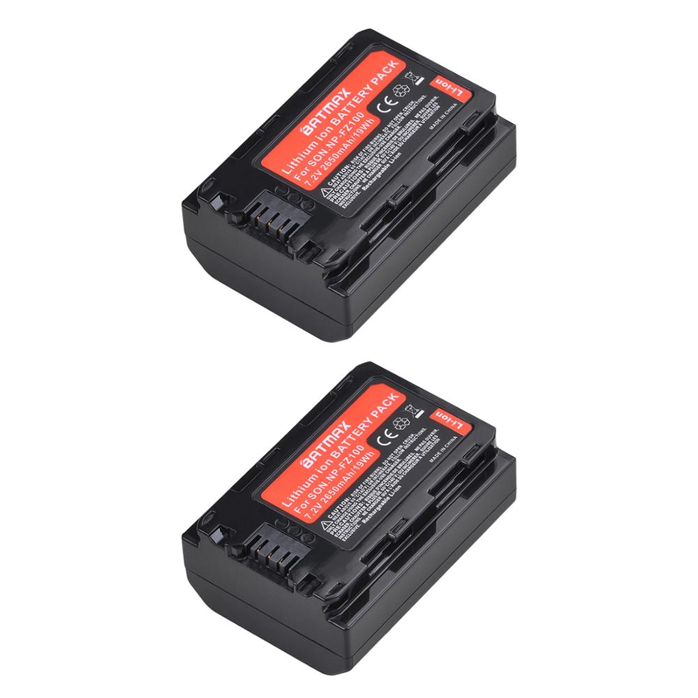 2 stk 2650 mah np  fz100 npfz 100 np-fz100 batteri + ledet dobbelt usb-oplader til sony alpha  a7 iii  a7r iii  a9 alpha 9 a7 r 3 a6600 kameraer