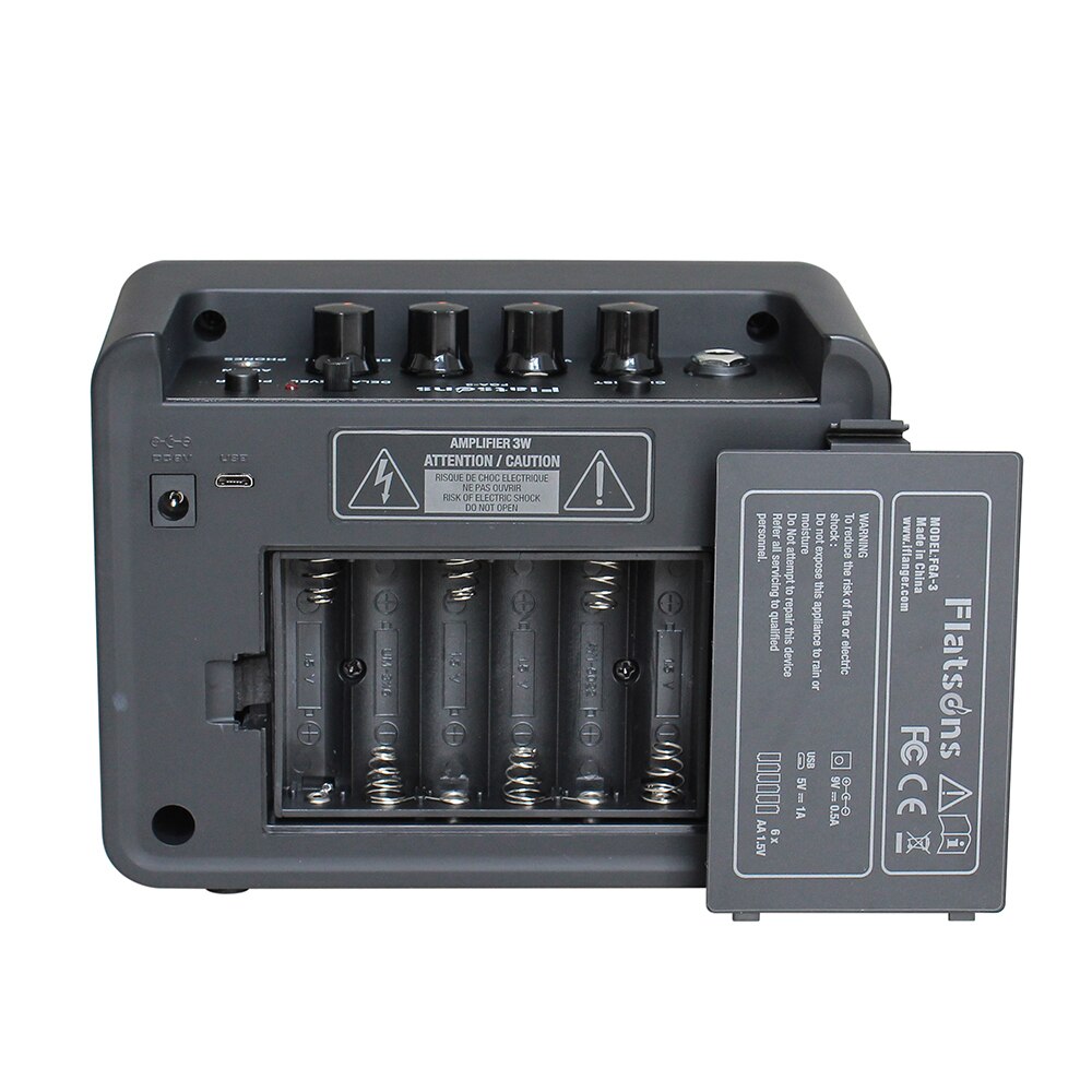 FGA-3 Portable Guitar Amplifier Mini 3W Guitar Amp Speaker for Acoustic/ Electric Guitar Ukulele 6*AA batteries USB Power Supply