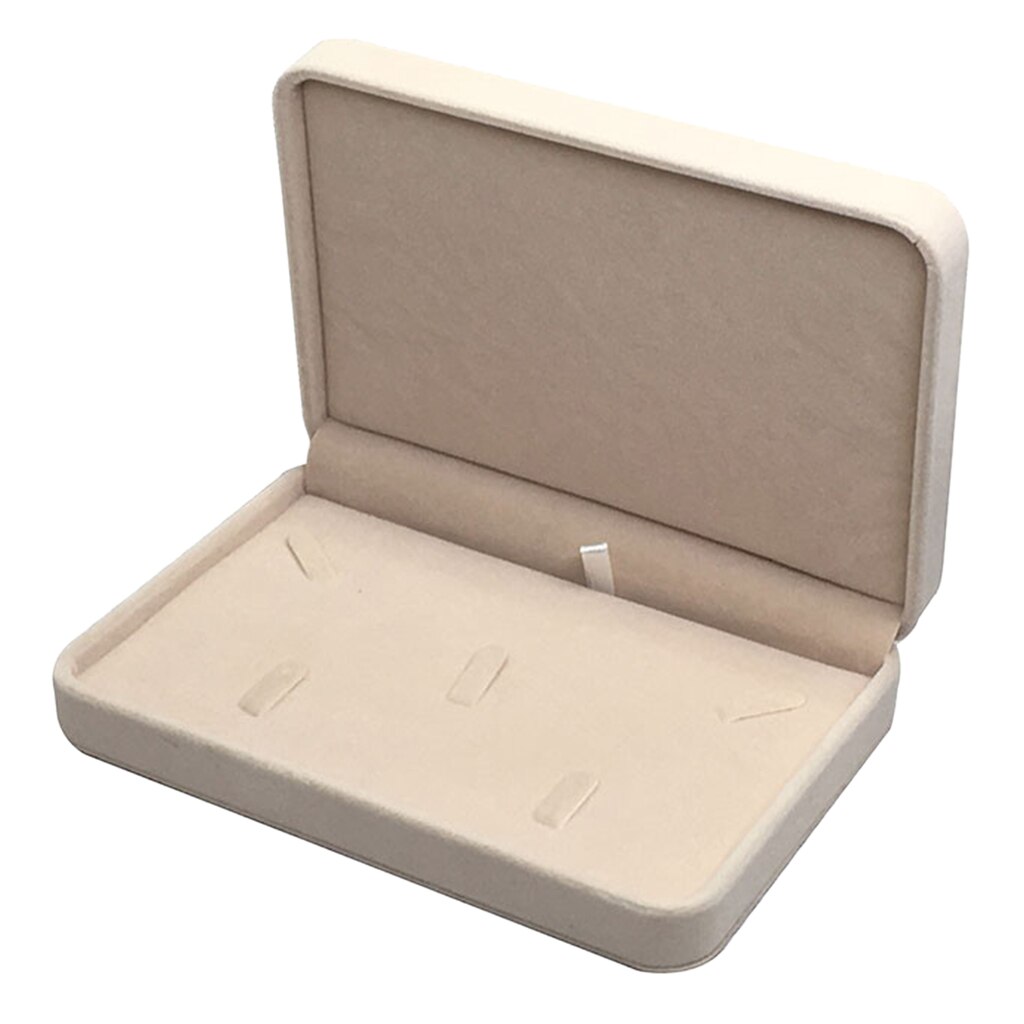 Caja de de terciopelo de lujo, caja de joyería para anillo, pulsera, collar, pendientes, colgante, caja de almacenamiento, vitrina de , organizador de joyería: Beige