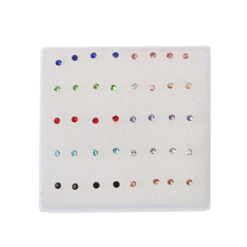 Brincos pequenos coloridos de plástico com strass, 20 pares de brincos pequenos, brincos hipoalergênicos para mulheres, moda feminina: Colorful 2mm