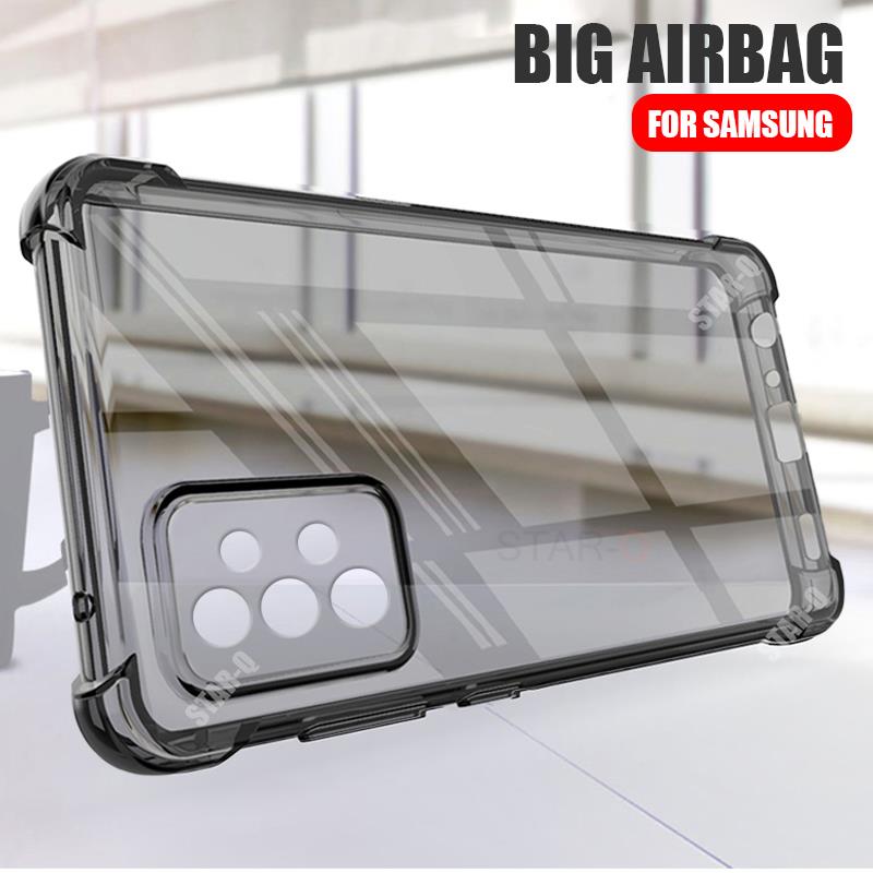 A 54 34 24 14 53 52 33 Airbag funda transparente negra para Samsung Galaxy A54 A34 A24 A14 A53 A52 A33 4G 5G cubierta trasera a prueba de golpes