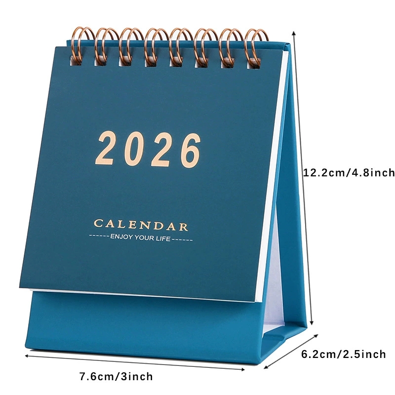Mini-bureaukalender 2026, kalender voor thuisschool of kantoor - dagelijkse planners ongedateerd eeuwigdurend - staande flip-kalender