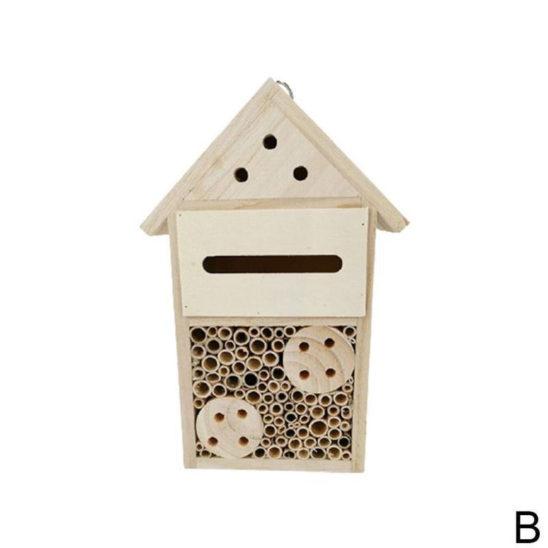 Bee House Attracts Peaceful Bee Pollinator Wooden Insect Hotel For Native Bee Attracts Insects Gardening Decorations: B