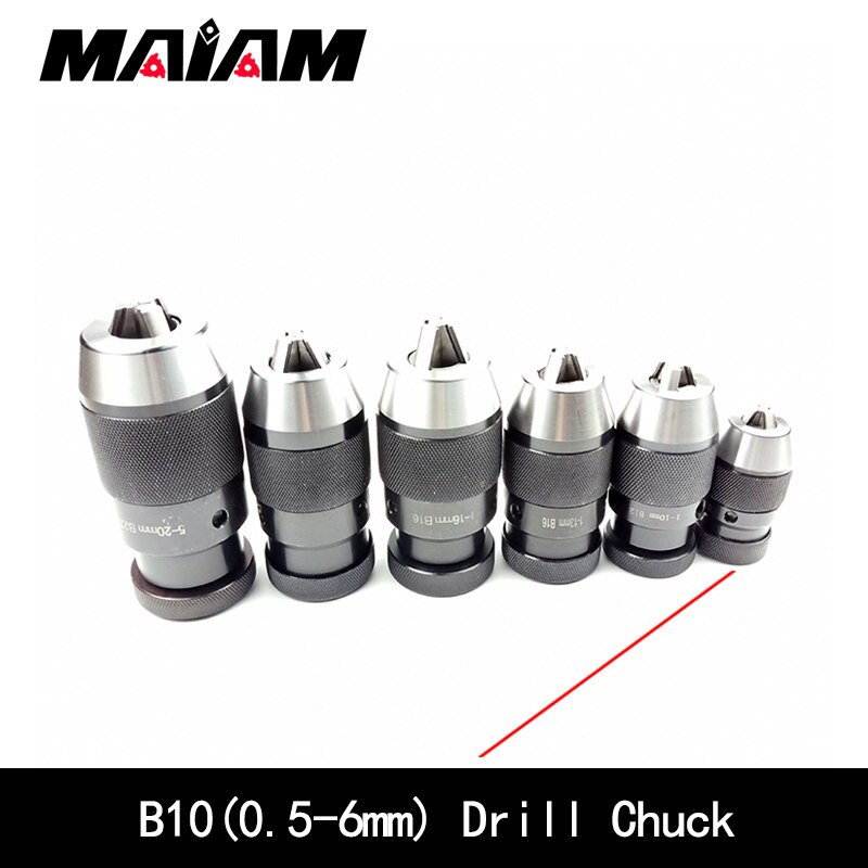 B10 0.5-6mm b12 b16 b18 b22 1-10mm 1-13mm 1-16mm 5-20mm industriel selvspændende borepatron automatisk låsepatron: B10(0.5-6mm)