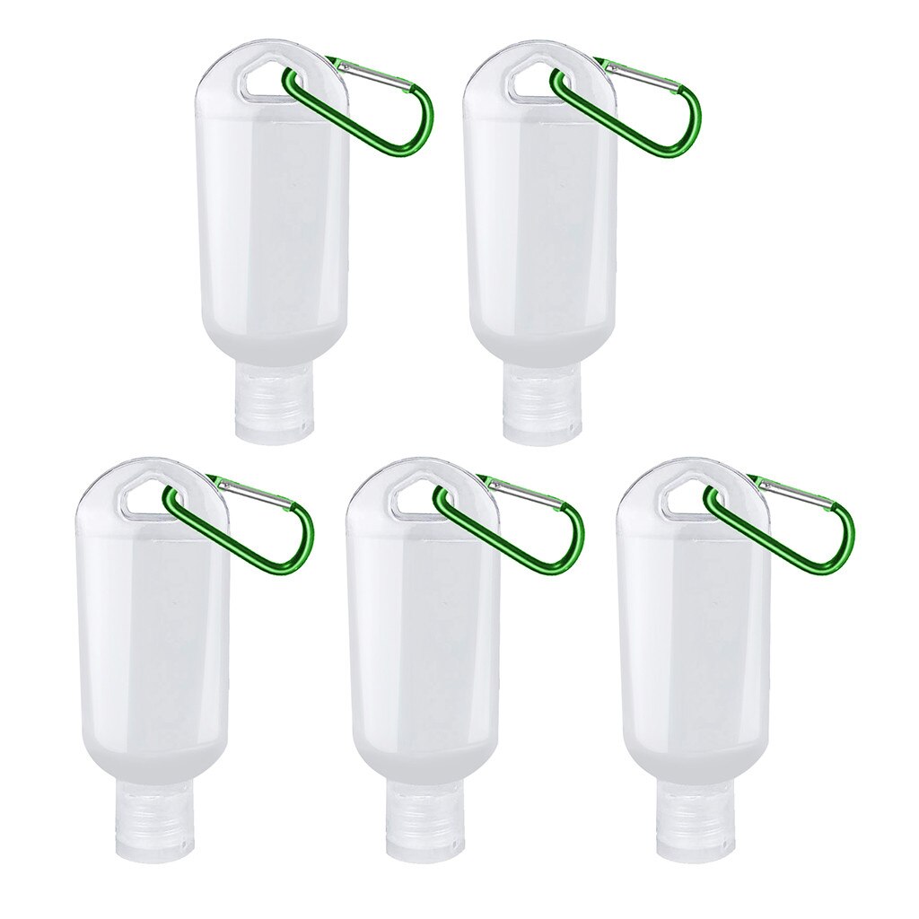 5pcs Travel Transparent Plastic Perfume My Small MIni Empty Refillable Bottle With Key Ring Hand Sanitizer Bottle #jew: Green 