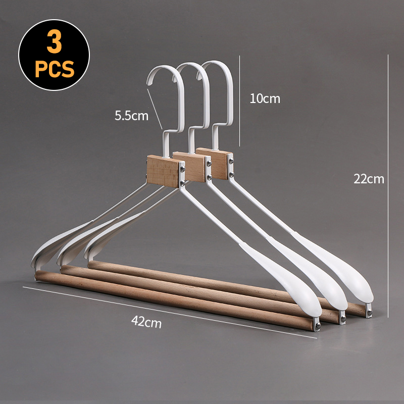 3 stuks Retro Metaal Houten Hanger Garderobe Brede Schouder Antislip Kleerhangers Huishoudelijke Jas Broek Past Droogrek Organizer: plum