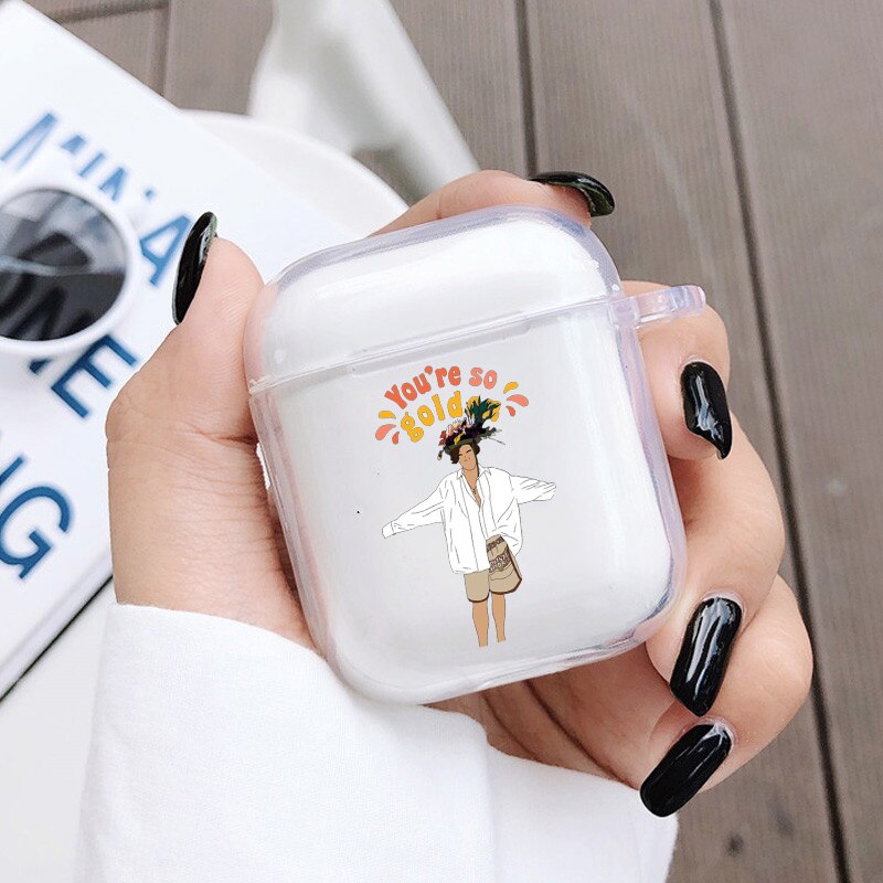 Harry Styles-złote, miękkie, przezroczyste etui na słuchawki do Airpods 1 2 One Direction bezprzewodowa osłona na słuchawki Bluetooth Coque: 3
