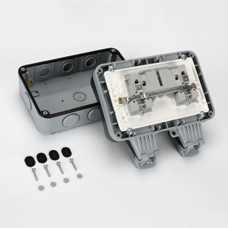 2 Gang IP66 Waterproof Outdoor Extension Lead Double Socket Six-hole 13A UK Plug Home Improvement Hardware Electrical