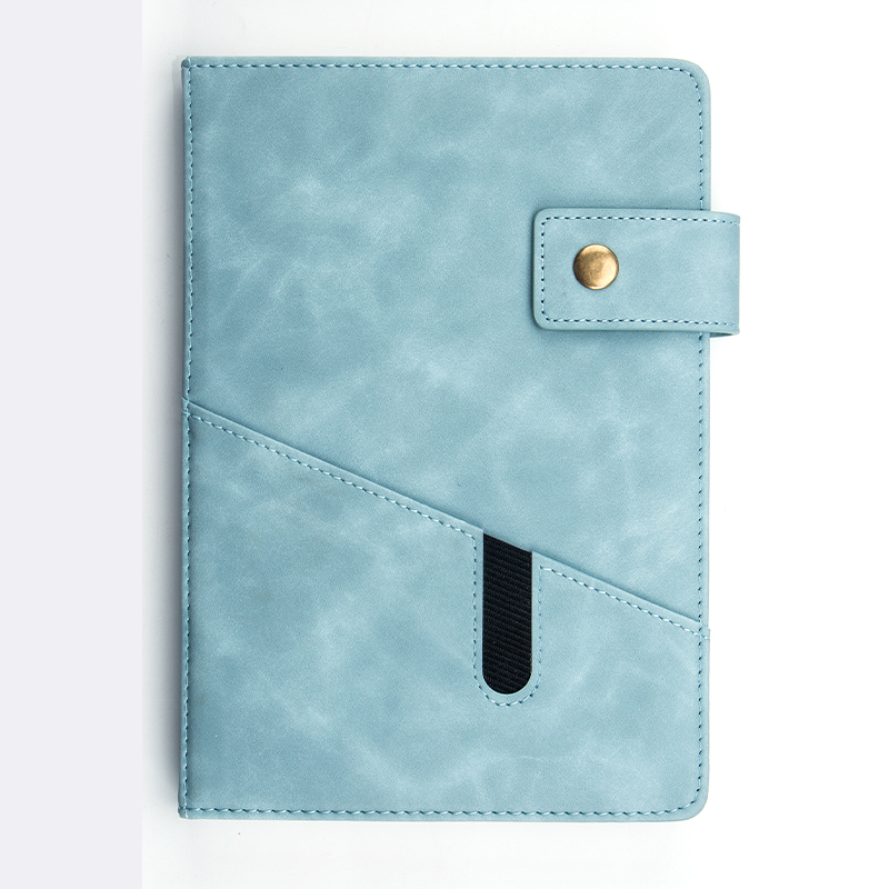Buckle PU Soft Cover Notebook Daily Plan A5 Business Agenda Schedule Paper Personal Diary Notebook School Office Stationery: Sky blue