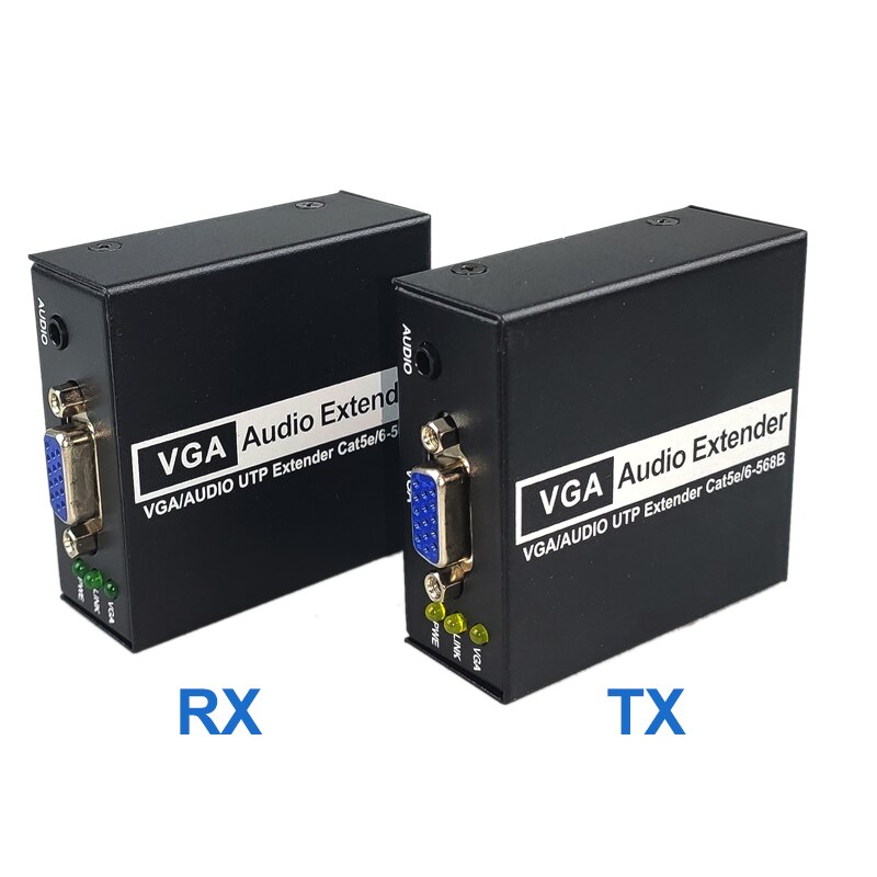 VGA Extender 200m 1xSplitter Zender Ontvanger TX/RX Extender over Cat5e/Cat6 UTP Kabel RJ45 LAN ethernet