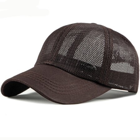 Heren mesh pet lente zomer zonnepet dames ademende baseball pet effen verstelbare trucker pet heren dames zonnehoed: Koffie