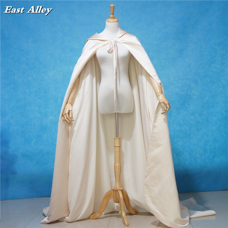 Capa de marfil con capucha de satén, capa de boda, disfraz renacentista, ropa Medieval de hada para adultos: Champagne