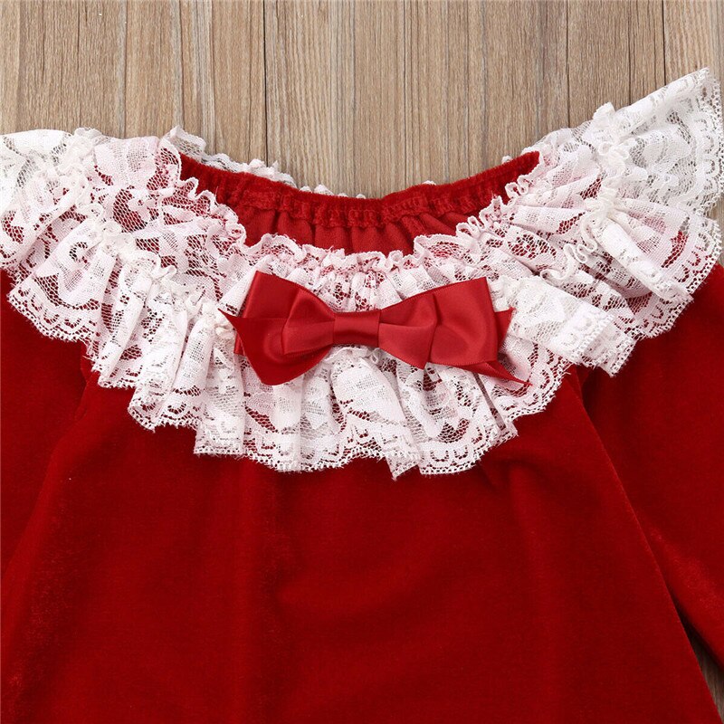 Adorable Kid Baby Girls Lace Velvet Tops Dress Pants Shorts Hat Outfit Clothes