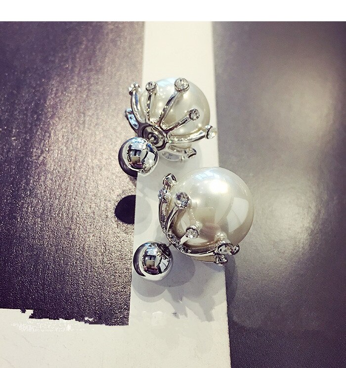 Korean Style Big Pearl Jewelry Temperament Rhinestone Color Ball Stud Earrings For Girl 03