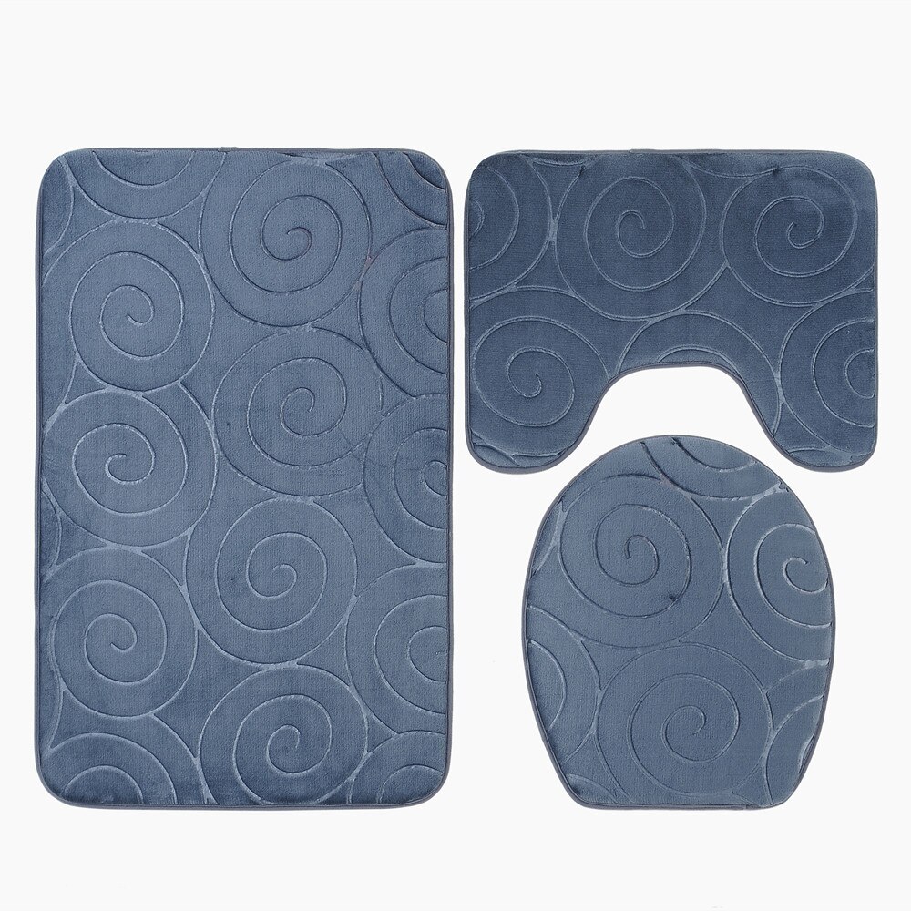 1 set bath mat bathroom set bathroom carpet bathroom rug set Toilet carpet three piece set Anti skid foot pad at cylinder edge: E