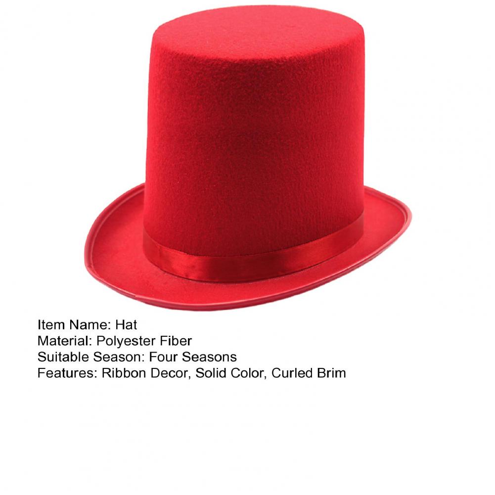 High Top Hat Magician High Hat British Black Jazz Topper Hat Court Gentleman Flat Felt Hats For Performances Role Play Christmas