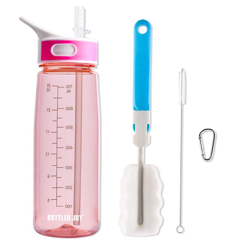 Flaschen- Freude 0.7L wasser flasche mit strohhalm trinken Tritan bpa frei freundlicher wasser Filter flaschen freundlicher Griff mein Fitnessstudio Kunststoff flasche: Rosa 0.7L