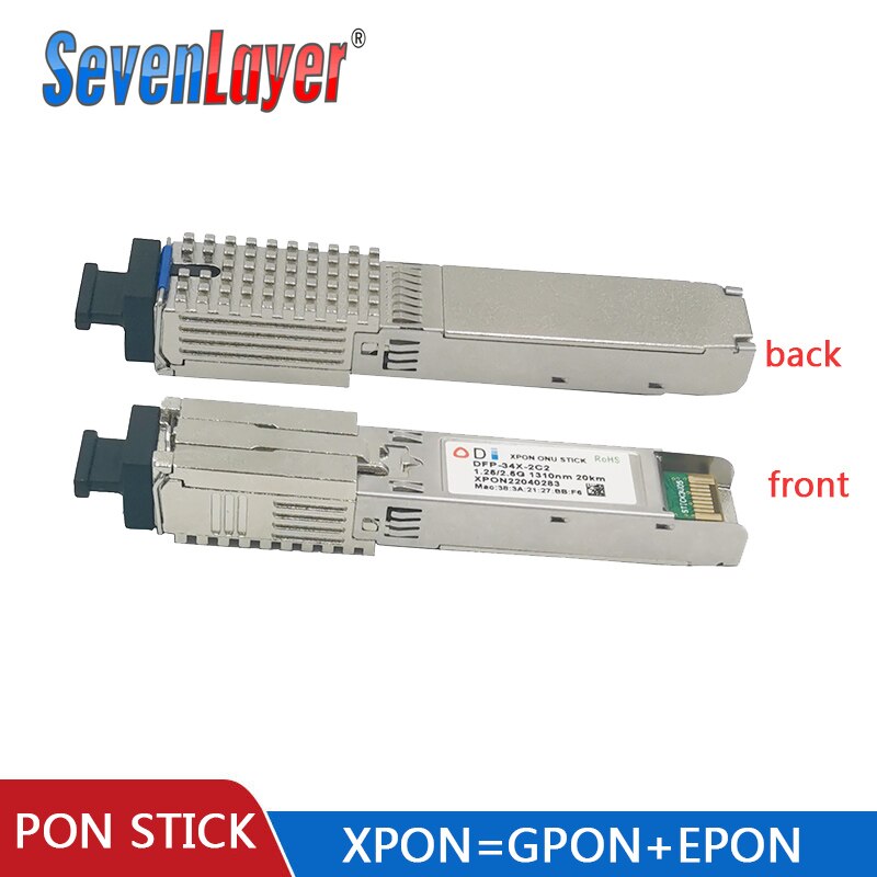 PON STICK EPON GPON XPON SFP ONU Stick With MAC SC Connector DDM pon module HGU 1490/1330nm PPPoE IPoE 1.25Gbps 802.3ah