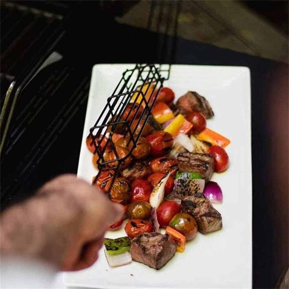 Mallas de malla de acero inoxidable para barbacoa, asador de pescado portátil, herramientas para cesto, accesorios de cocina Y5 #, 1/2 unidades