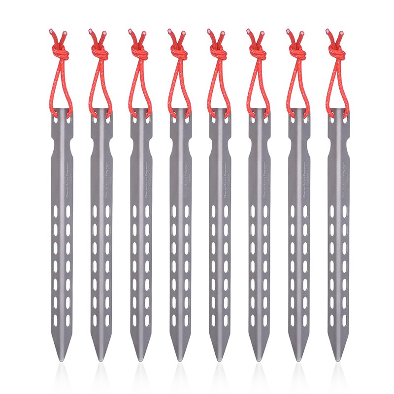 Leichte titan-zeltnägel, v-förmig, mit seil, campingausrüstung, wanderausrüstung, outdoor-reisezeltzubehör, 165mm stück: 8 stck.