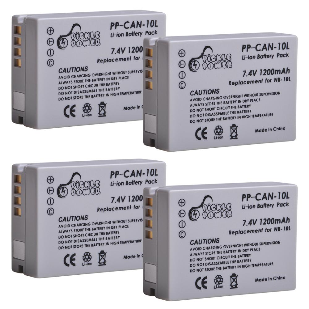 3 stk nb -10l nb 10l nb10l kamera batteri og vegglader for canon  sx40 hs sx40hs sx50 hs sx50hs g1 x g1x g15 g16 sx60 hs g3x: 4 batterier