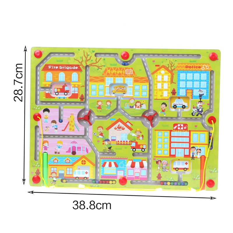 Hout Cartoon Doolhof Puzzel Magnetische Pen Kinderen Vroeg Leren Baby Educatief Intelligentie Ontwikkeling Oefenen Hulpmiddel