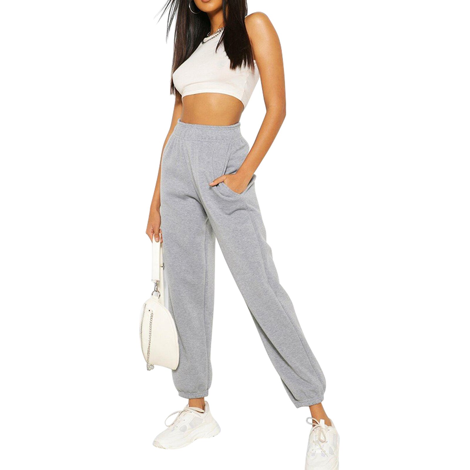 Women's Casual Sport Pants - Elastic Waist, Pockets, Breathable, Loose Fit