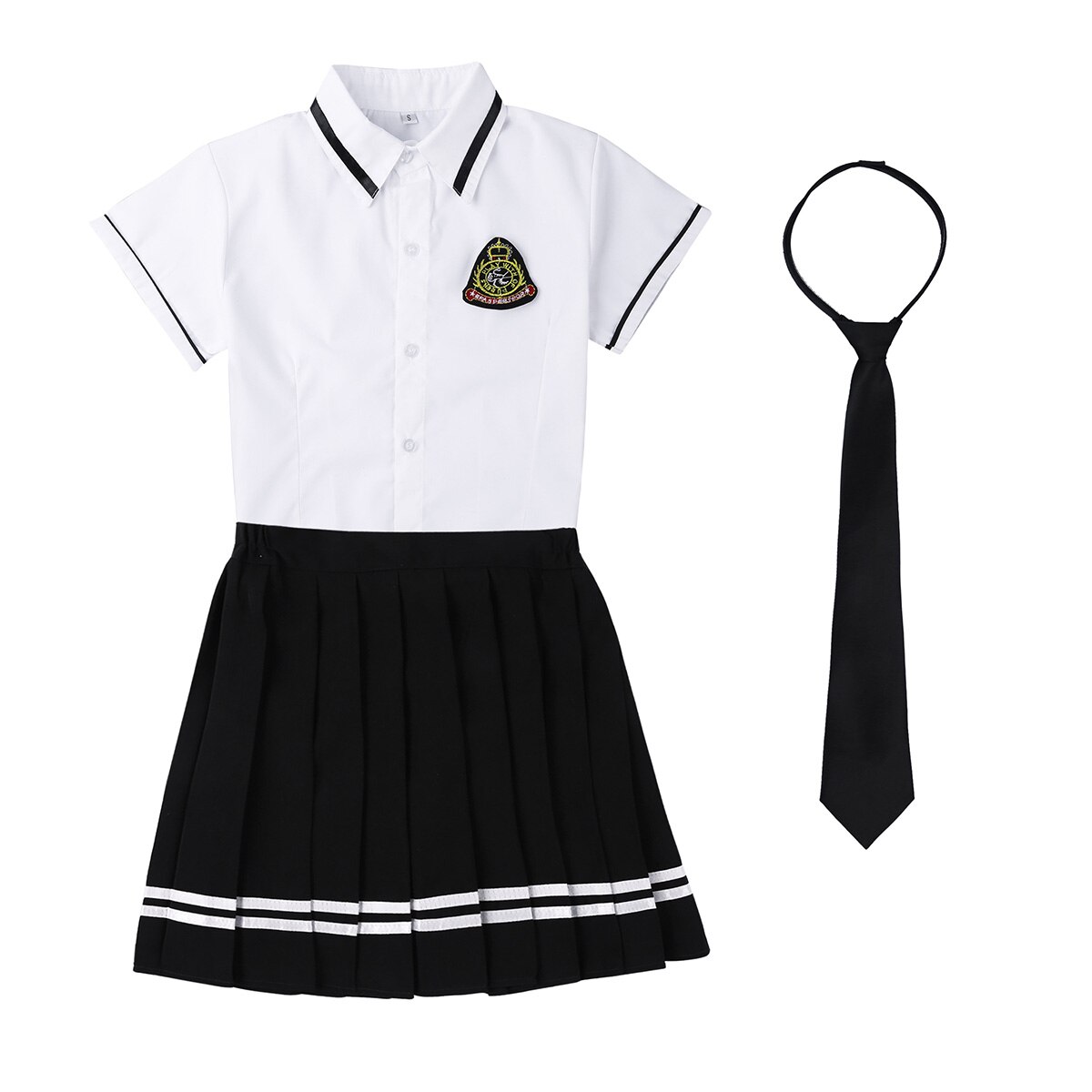 Uniforme scolaire japonais pour filles, Costume blanc, T-shirt à manches courtes, haut plissé, jupe, Cosplay, ensemble de costumes d&#39;étudiants coréens pour filles