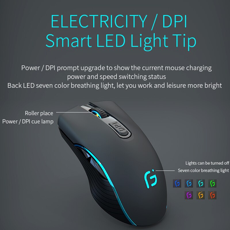 Mouse ricaricabile per Computer Dual Mode Bluetooth 4.0 2.4Ghz Wireless Mause 2400DPI Mouse da gioco ottico Mouse da gioco per PC portatile