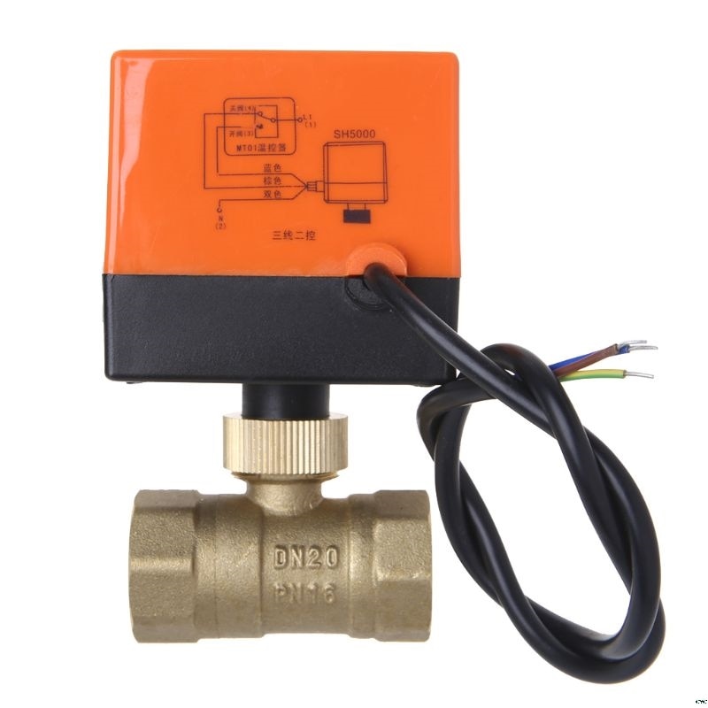DN15/DN20/DN25 robinet à tournant sphérique en laiton motorisé électrique DN20 AC 220V 2 voies 3 fils avec actionneur