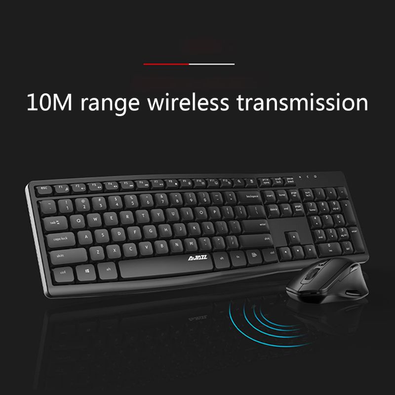 Ensemble clavier et souris sans fil ajazz  a2030w , étanche, silencieux et antibruit 10m ghz 2.4 pour ordinateur de bureau, ordinateur portable, android, ios, windows