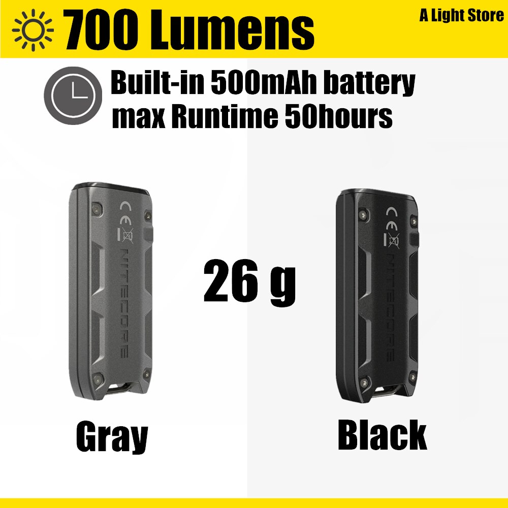 Original NItecore TIP SE Flashlight Keychain Light 700 Lumens MINI LIGHT LED With USB Rechargeable Li-ion battery Keychain Light