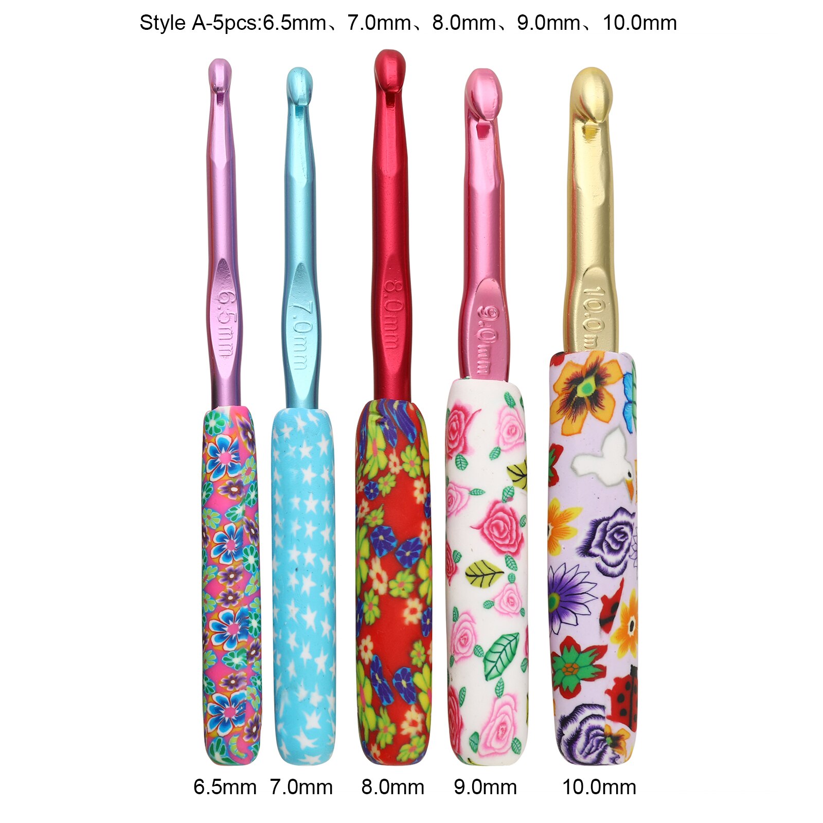 Premium Colorful Crochet Hook Set Soft Ceramic Mix Color Crochet Needles Home DIY Knitting Needles Sewing Tools: Style A-5pcs