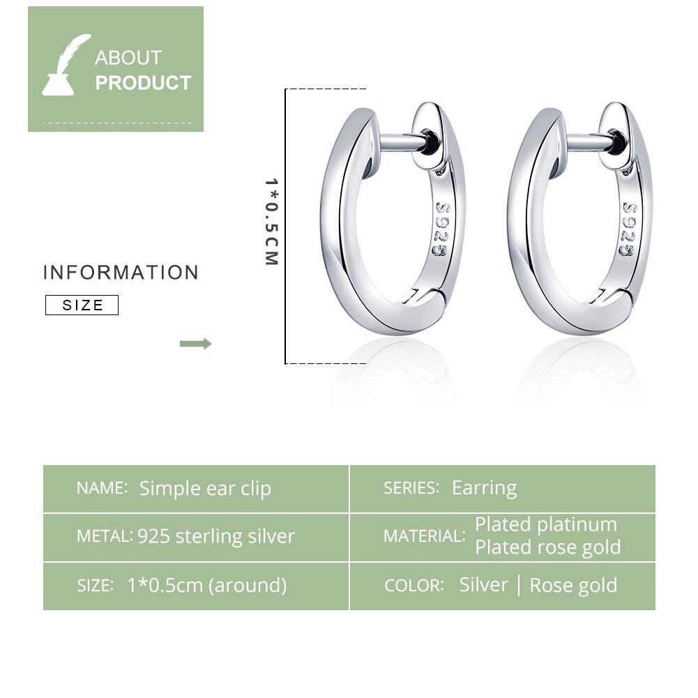 Einfache Ohrringe BISAER 925-Silber Runde Kreis Koreanischen Stud Ohrringe für Frauen Sterling Silber Schmuck ECE808-A