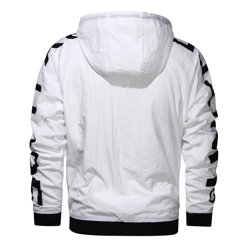 Windbreaker jakke mænd hvid streetwear bomber frakke forår efterår unge mænd hætte hip hop harajuku jakke mænd jaqueta masculina