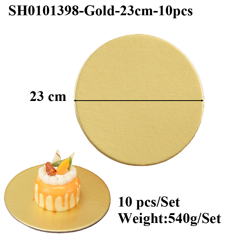 SHENHONG Golden 10-40CM Disposable Cake Circle Base Boards Round Coated Cakeboard Cake Plate Decorations Pastries Displays Tray: light yellow