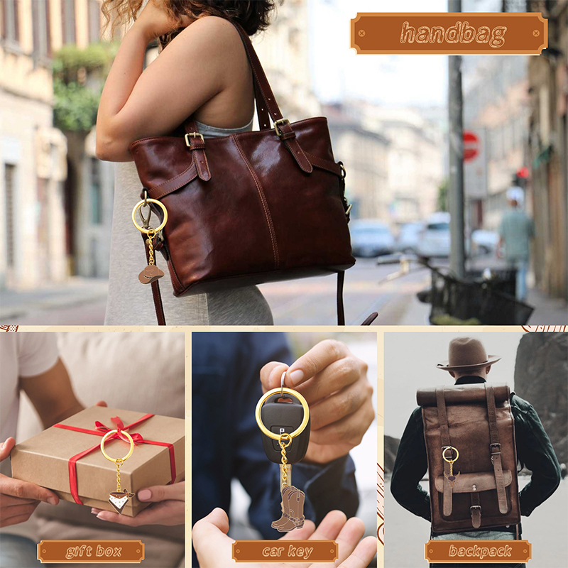 *12 set western cowboy festgåvor för gäster cowboy stövelhatt nyckelring med vita organzapåsar och tacketiketter