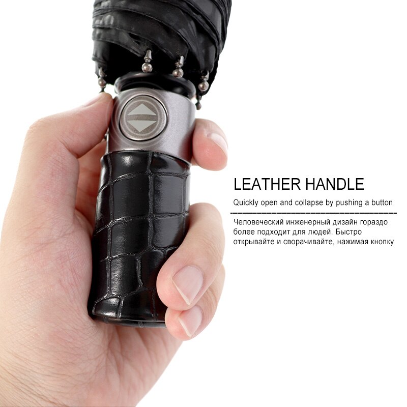 Umbrella Men Winproof Strong Umbrellas Fully Automatic Large Imitation Leather Umbrella Parasol Paraguas