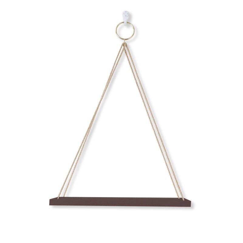 Estante colgante de madera de cuerda hecho a mano, decoración de pared rústica, flotante, madera sólida Natural: Brown 1 Tier