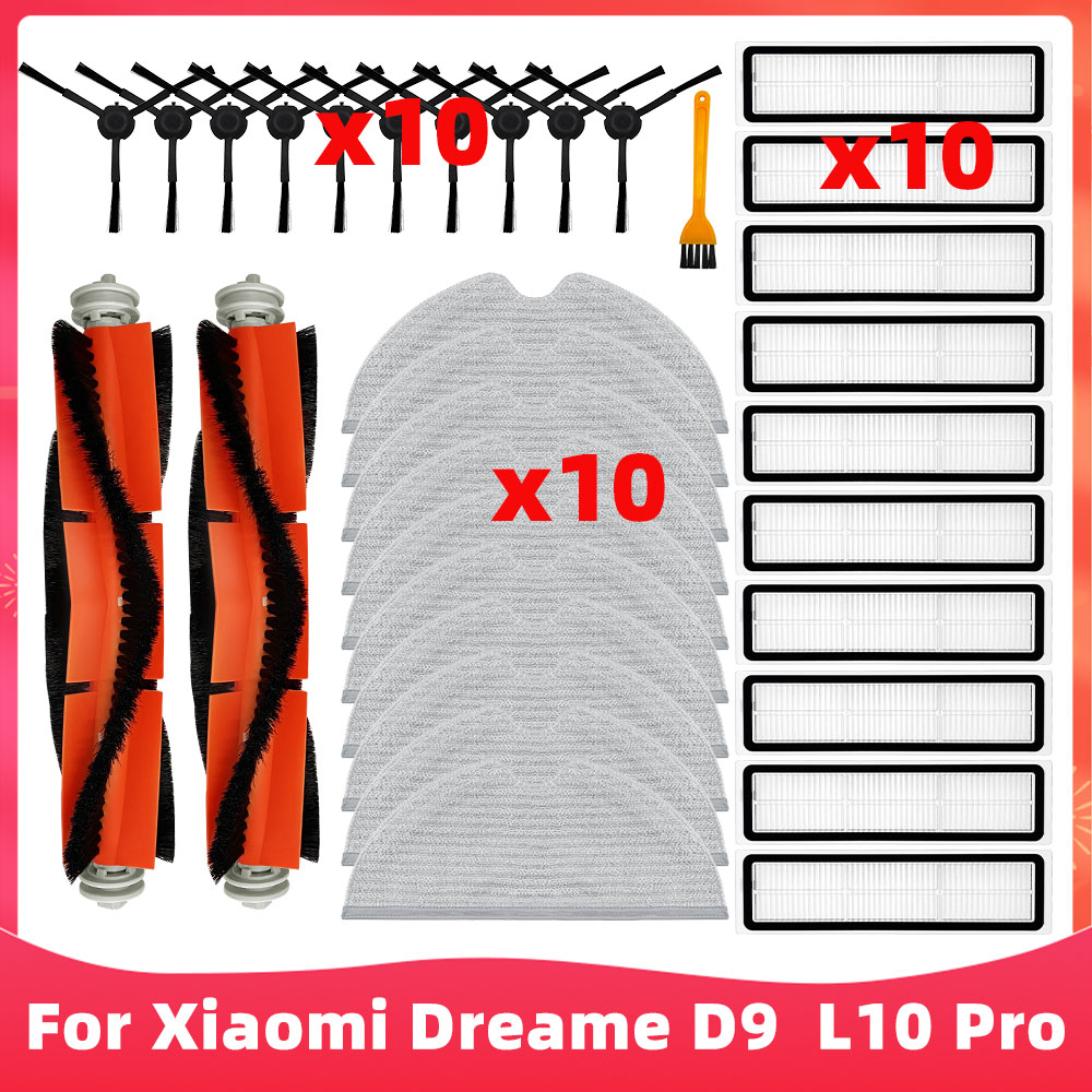 Fit For ( Dreame D9, D9 Max, L10 Pro, Trouver LDS Finder ) Roller Side Brush Mop Water Tank Filter Dust Box Accessory Part: Yellow